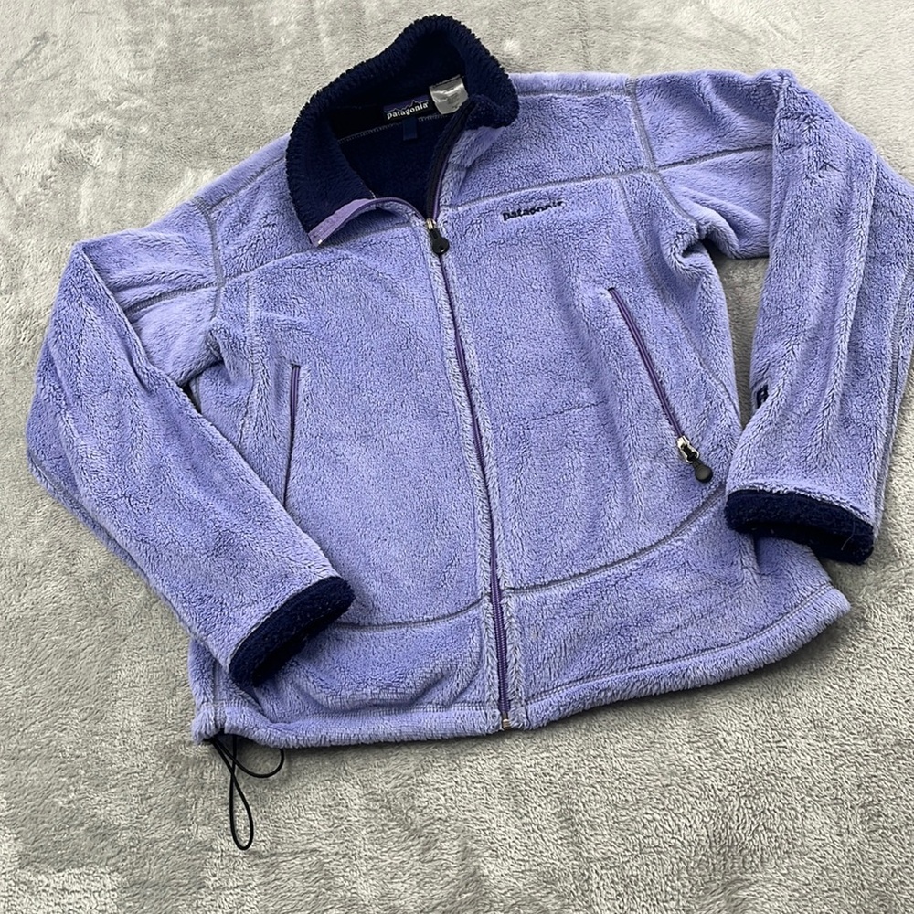 VTG Patagonia M Purple Polartec R Full Zip Fleece Sweater Jacket USA‎ Made